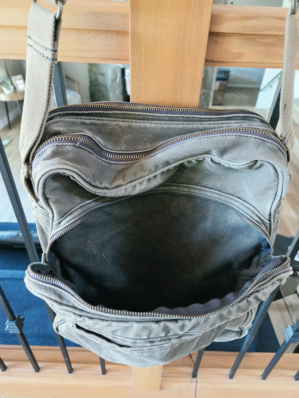 American Eagle Outfitters Olive Green Canvas Messenger Bag